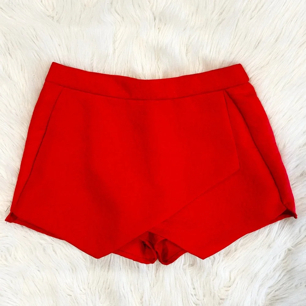 Mustard‎ Seed Red Textured Skort High Waisted Zipper Closure Women's Size M